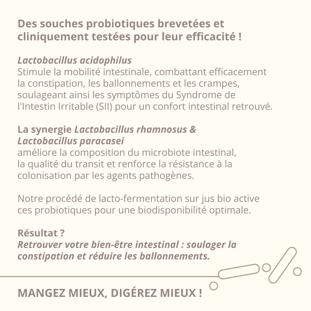 Cure de jus végétal naturel concentrée en probiotiques et postbiotiques