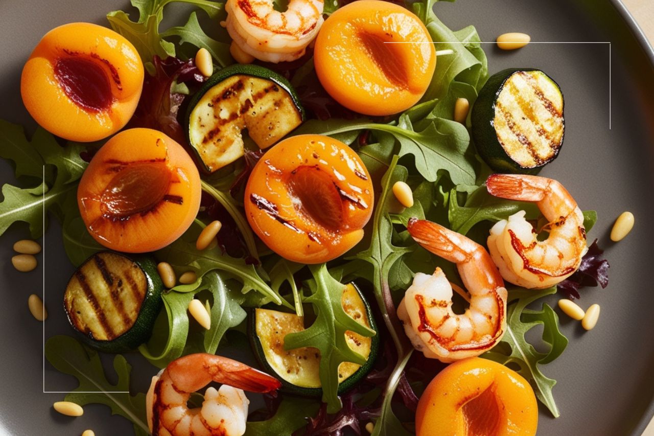 Salade abricots, courgettes et crevettes